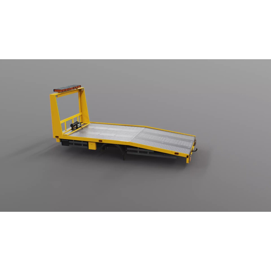 Car Transporter Flatbed Tow Truck 3D Model – Low Poly PBR Game Asset, FBX - View 16