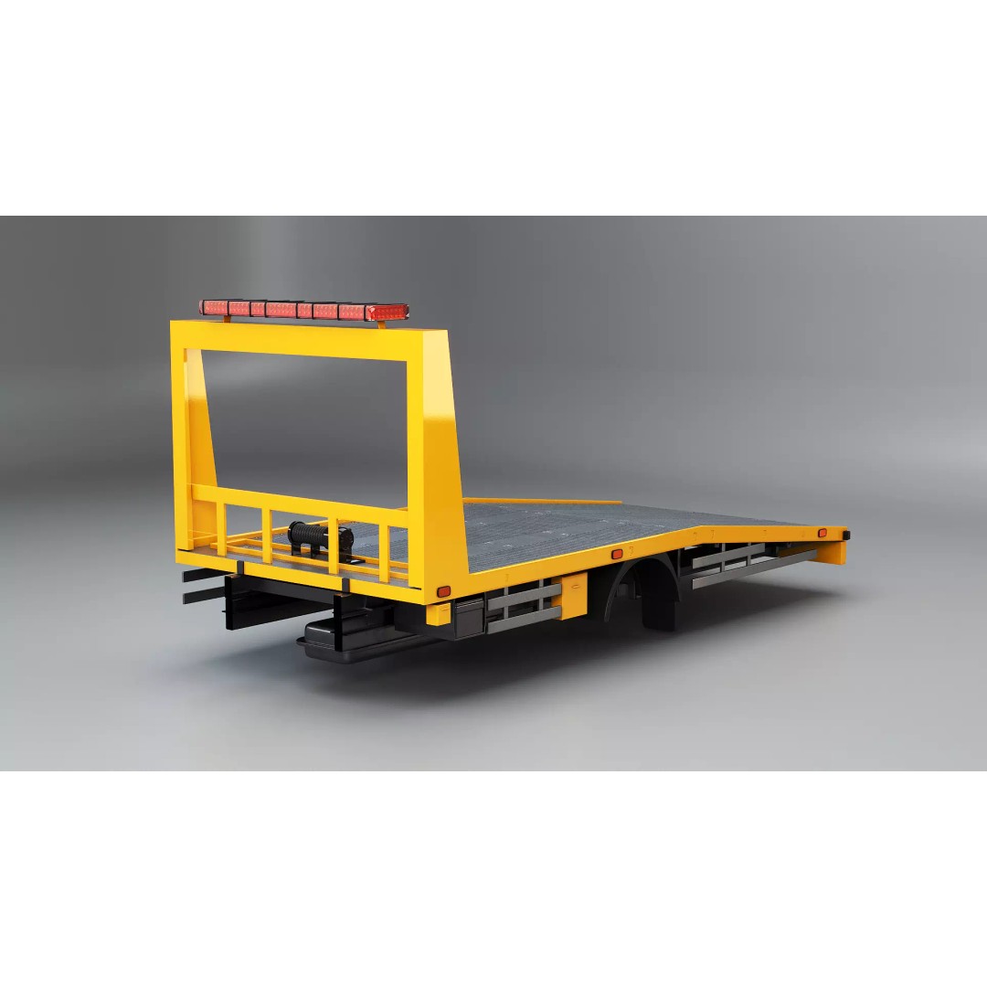 Car Transporter Flatbed Tow Truck 3D Model – Low Poly PBR Game Asset, FBX - View 2