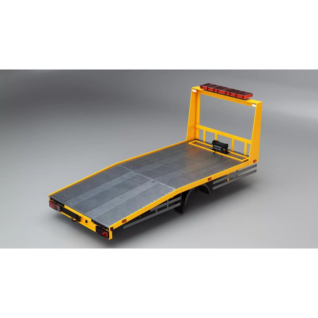 Car Transporter Flatbed Tow Truck 3D Model – Low Poly PBR Game Asset, FBX - View 5
