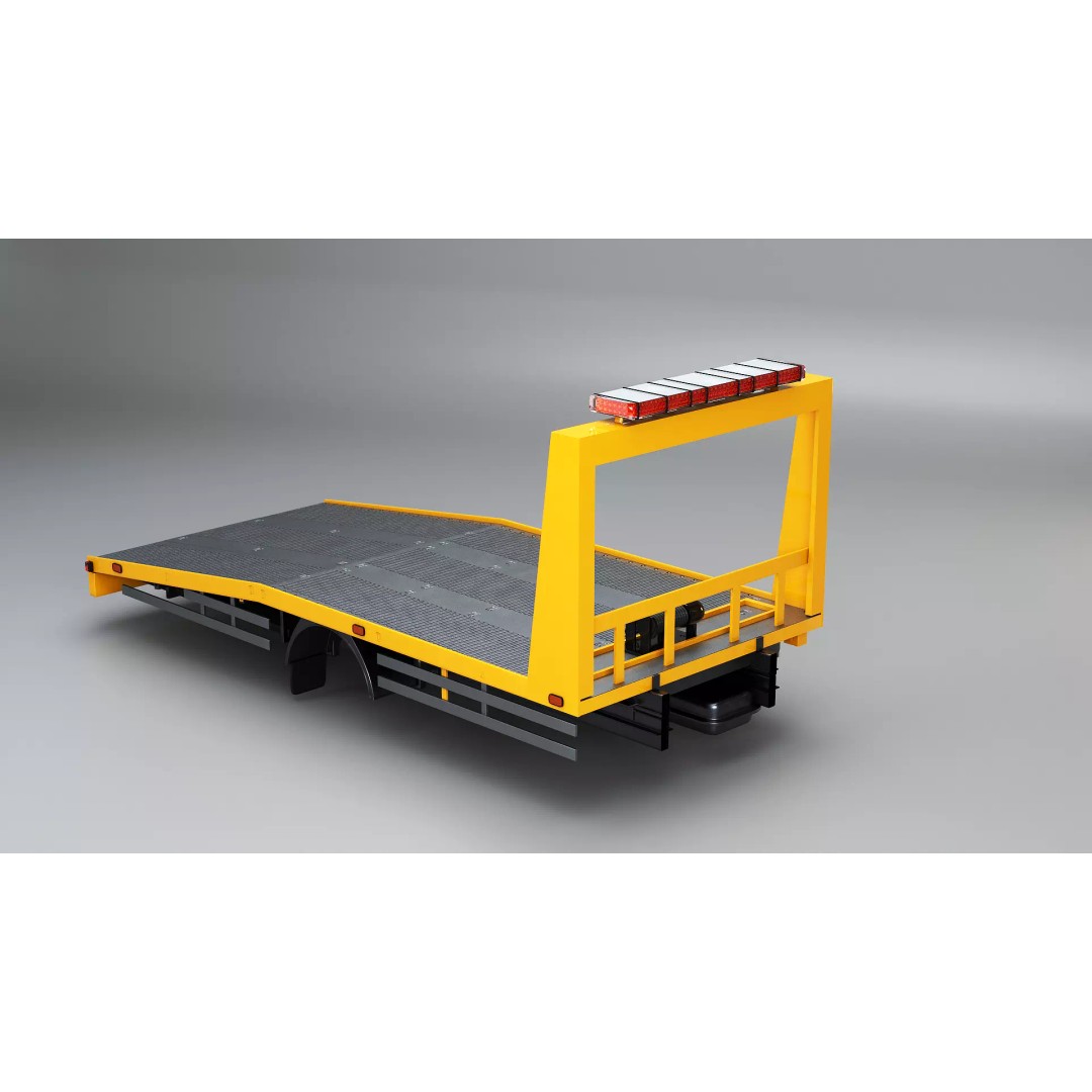 Car Transporter Flatbed Tow Truck 3D Model – Low Poly PBR Game Asset, FBX - View 7