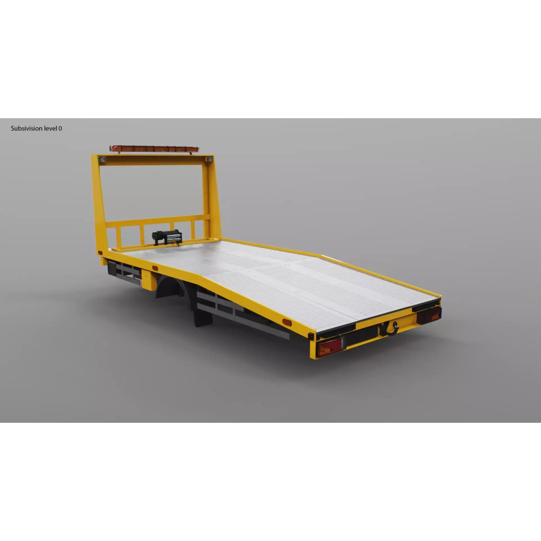 Car Transporter Flatbed Tow Truck 3D Model – Low Poly PBR Game Asset, FBX - View 8