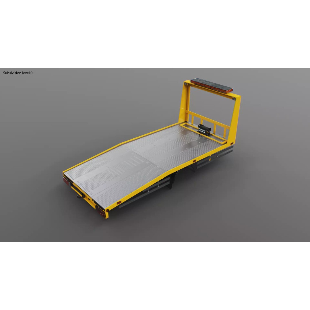Car Transporter Flatbed Tow Truck 3D Model – Low Poly PBR Game Asset, FBX - View 9