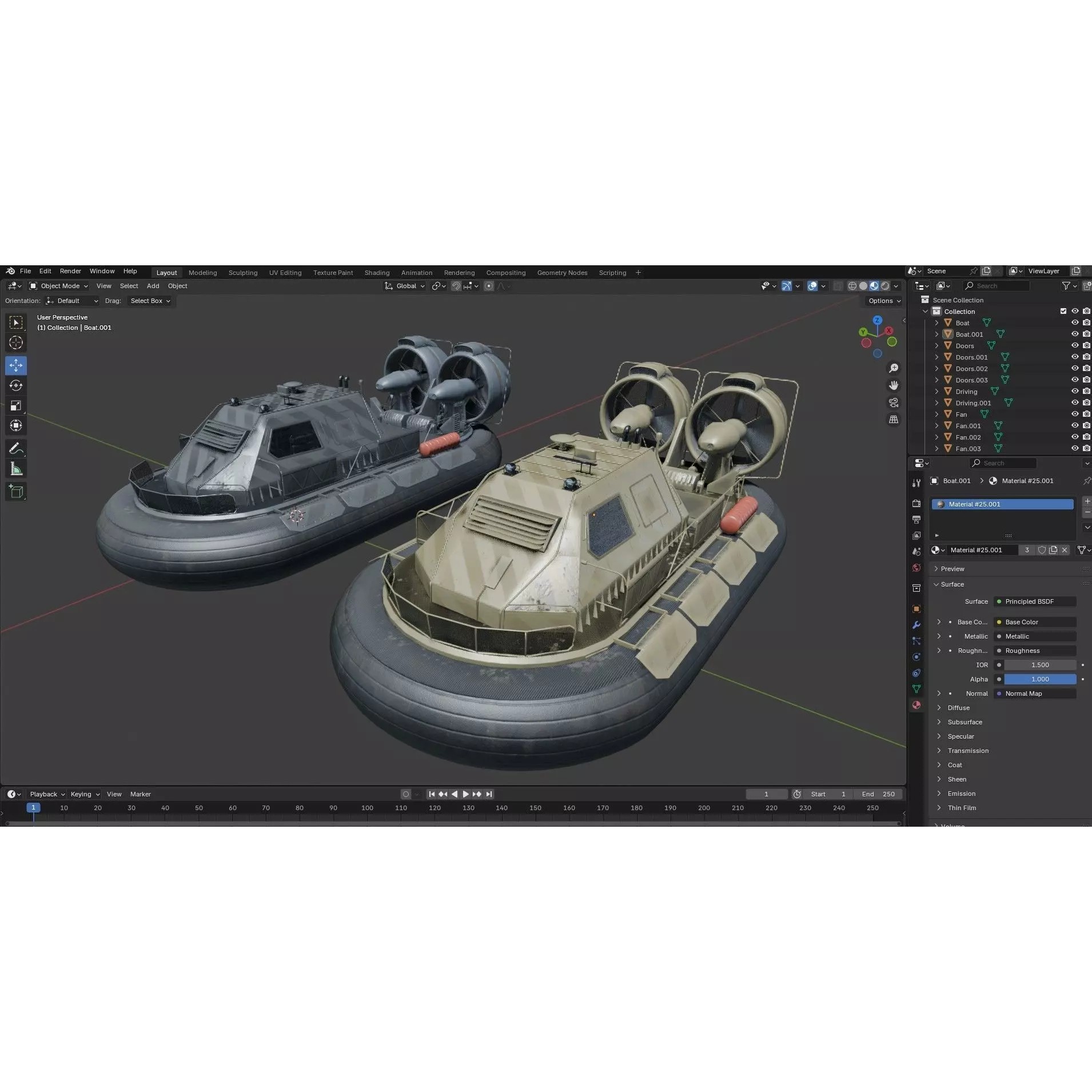 Military Hovercraft - Low-Poly Game-Ready 3D Model - View 21