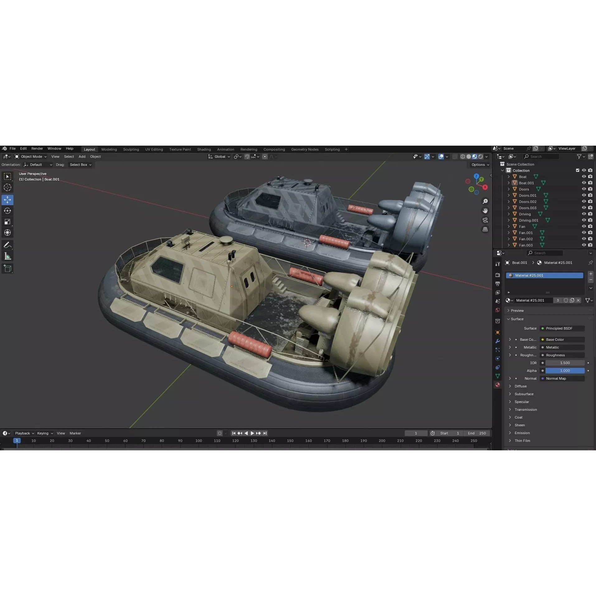 Military Hovercraft - Low-Poly Game-Ready 3D Model - View 22