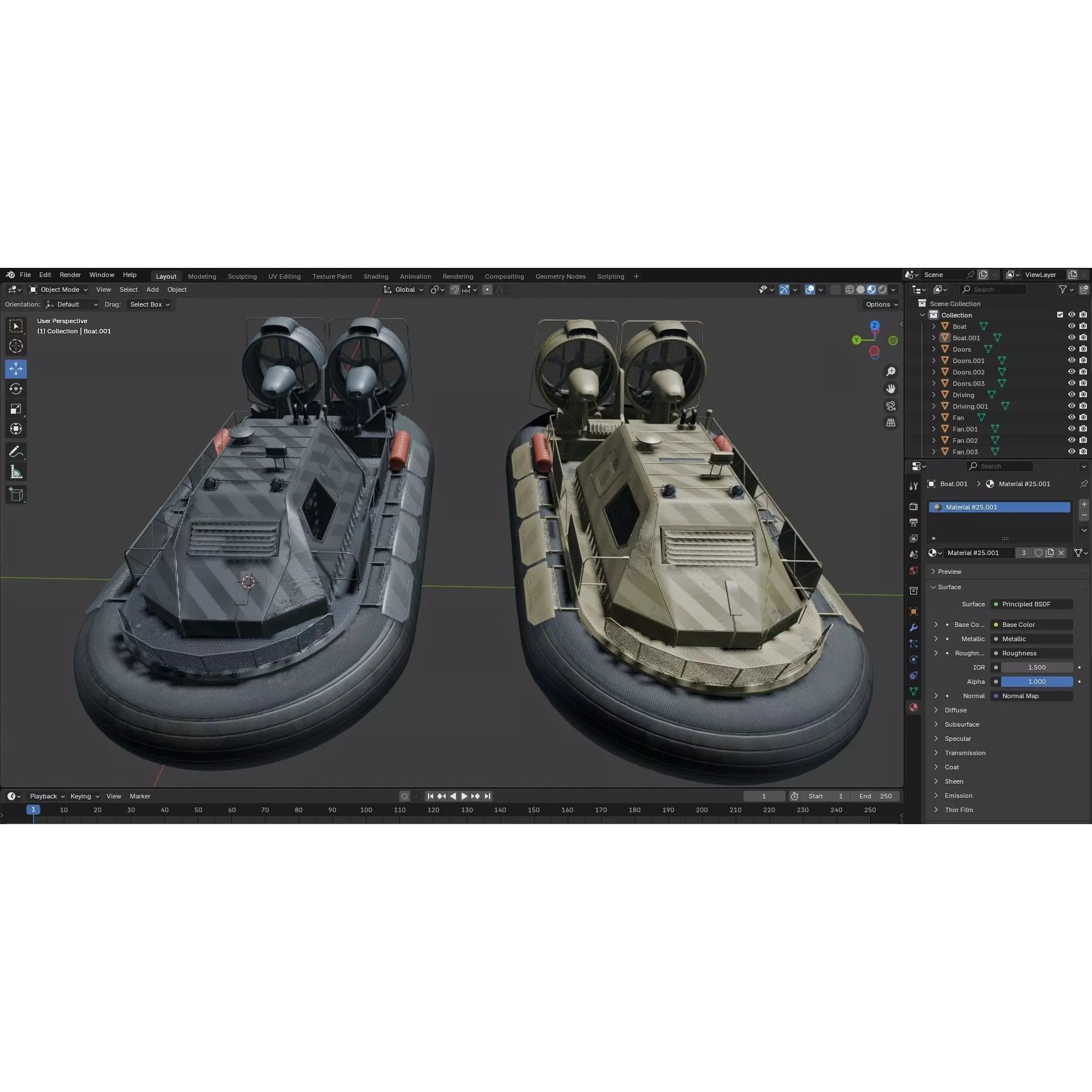 Military Hovercraft - Low-Poly Game-Ready 3D Model - View 23