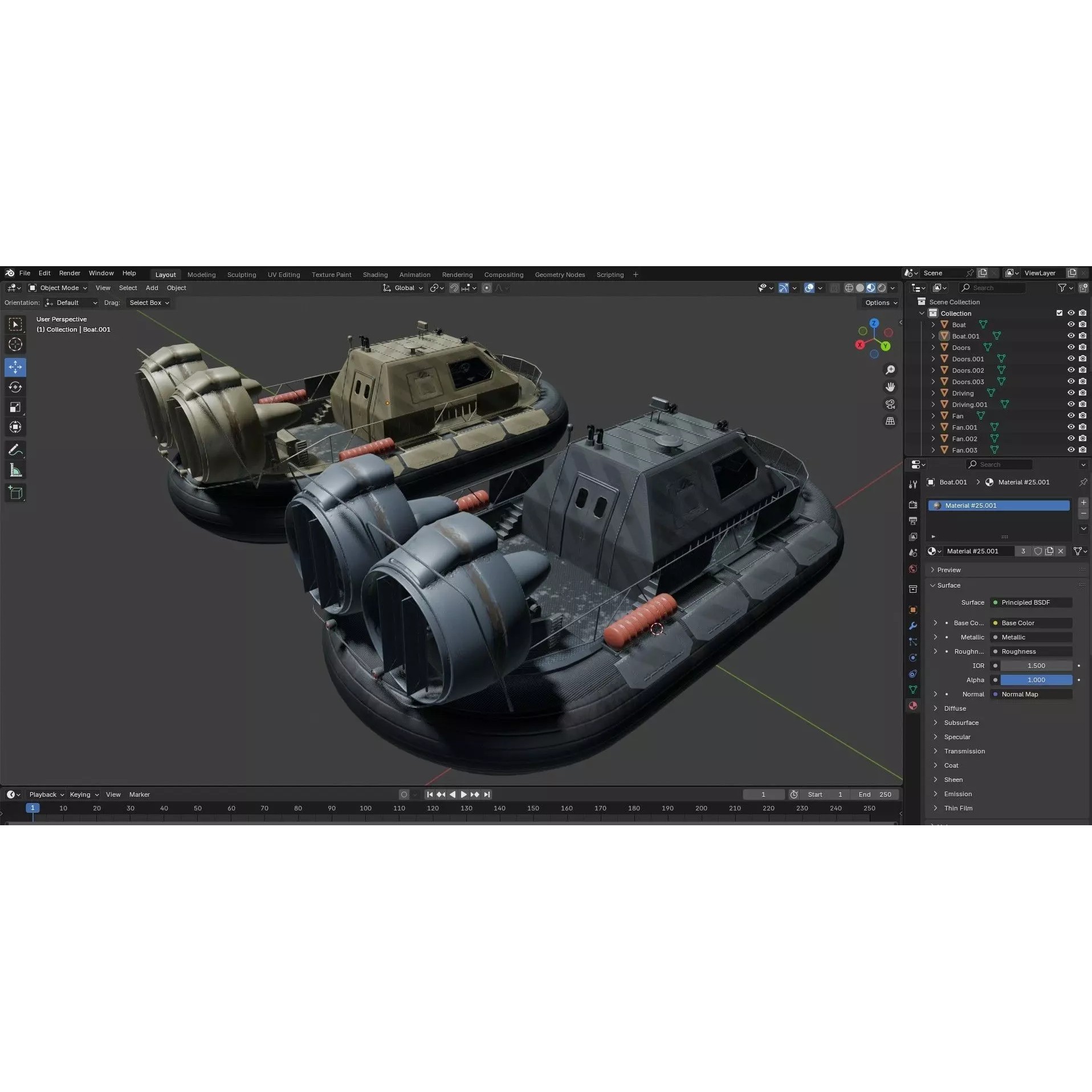 Military Hovercraft - Low-Poly Game-Ready 3D Model - View 24