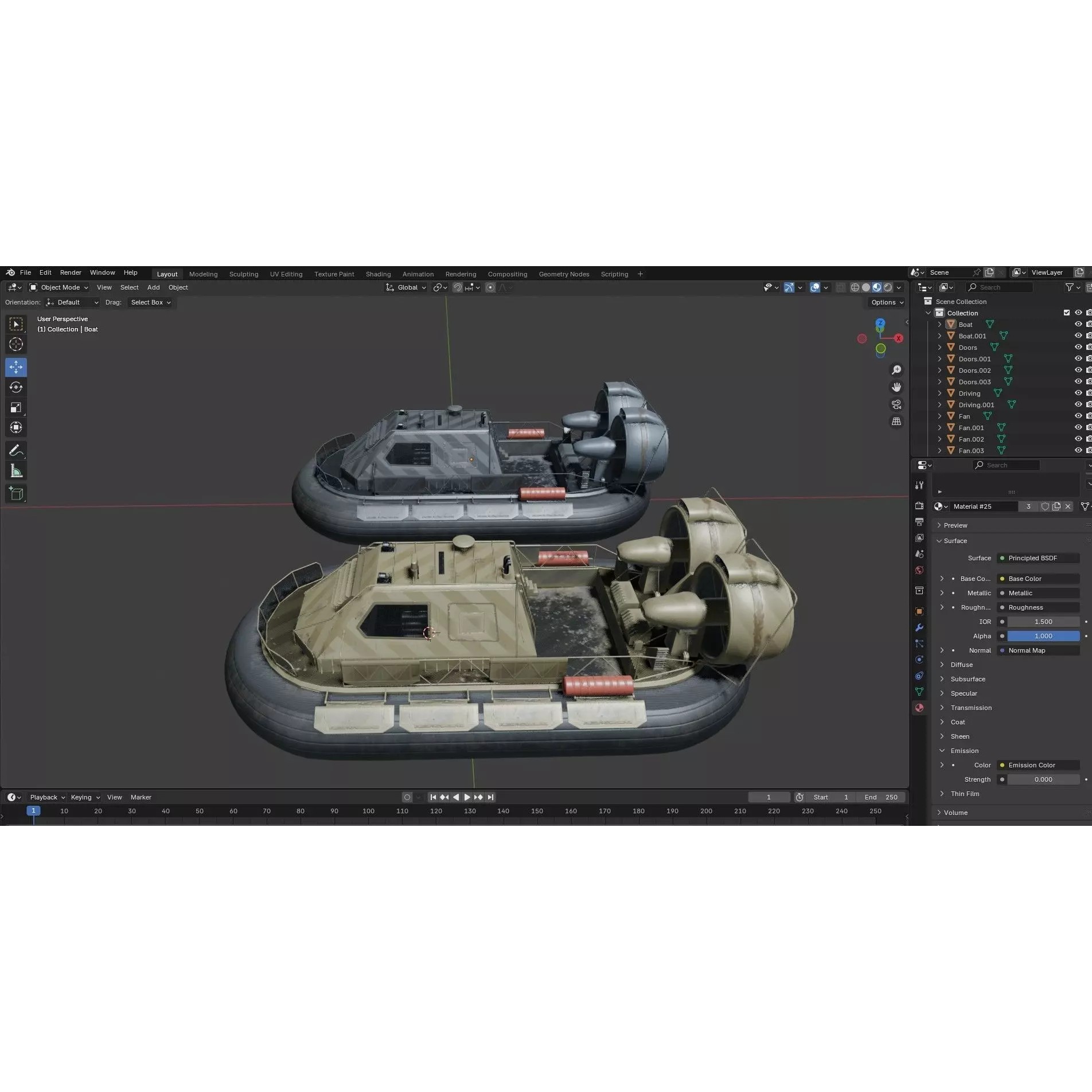 Military Hovercraft - Low-Poly Game-Ready 3D Model - View 25