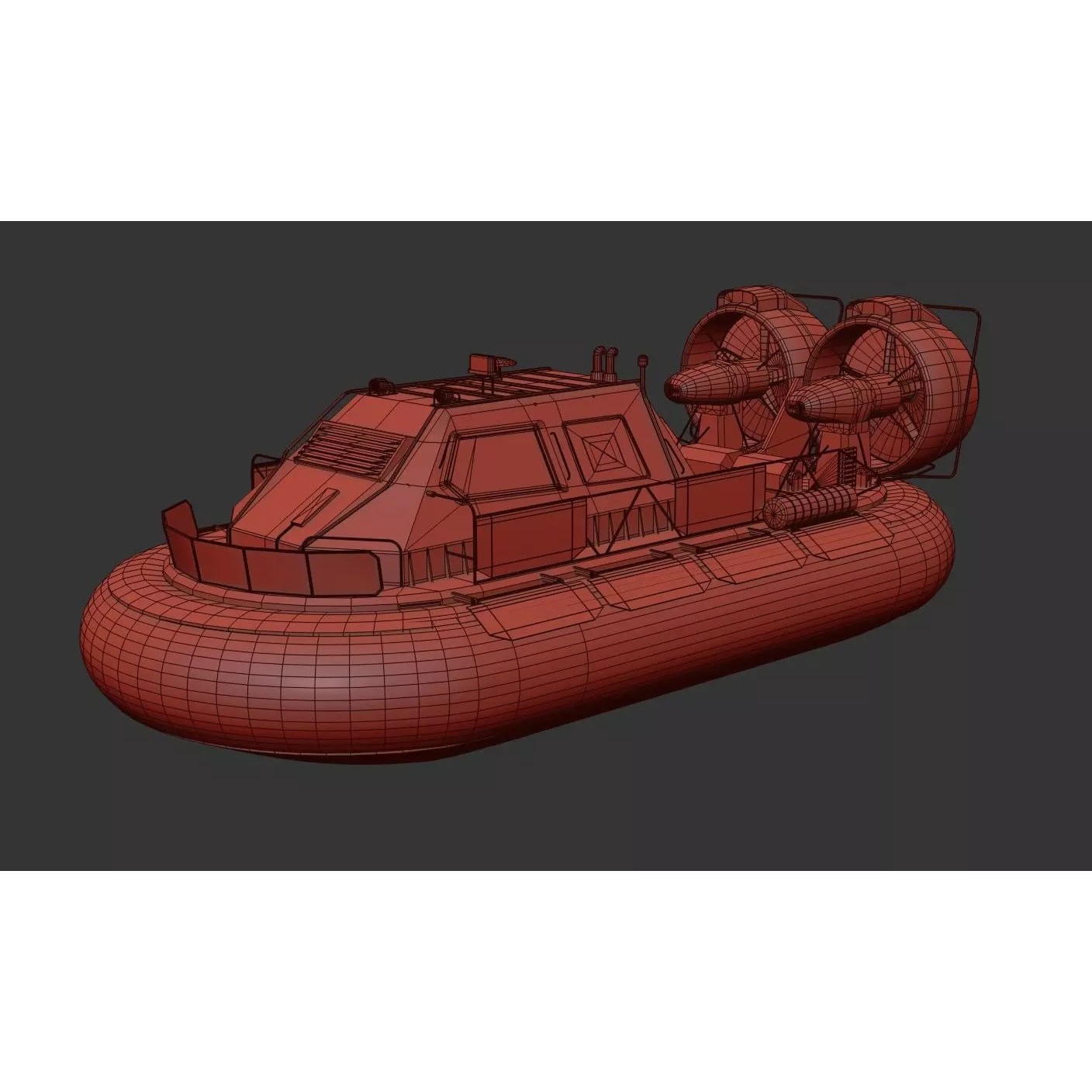 Military Hovercraft - Low-Poly Game-Ready 3D Model - View 26