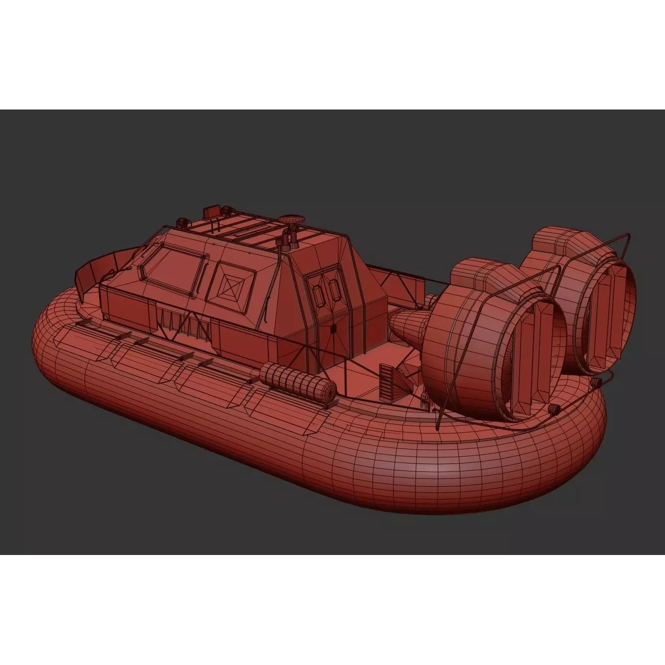 Military Hovercraft - Low-Poly Game-Ready 3D Model - View 27