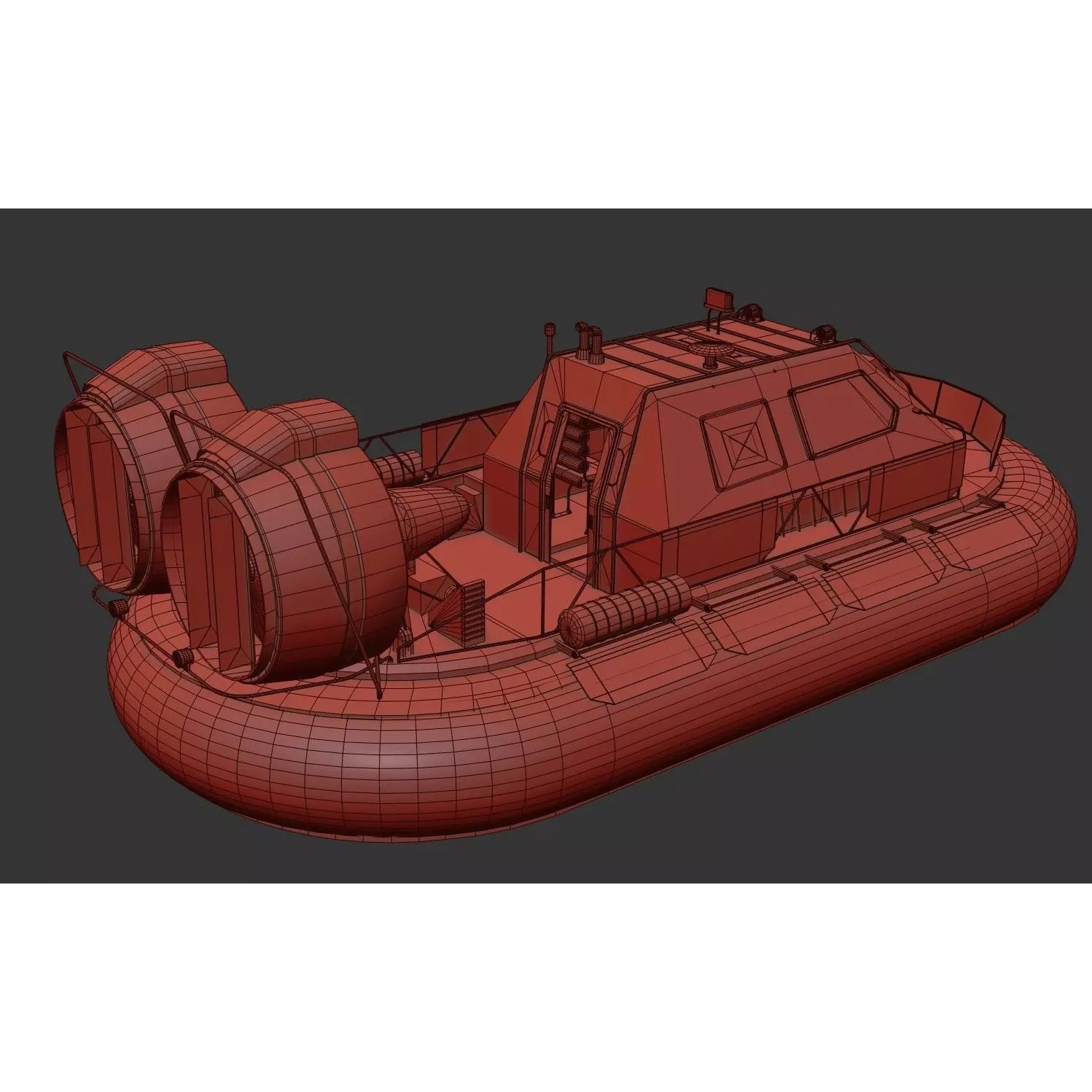 Military Hovercraft - Low-Poly Game-Ready 3D Model - View 28