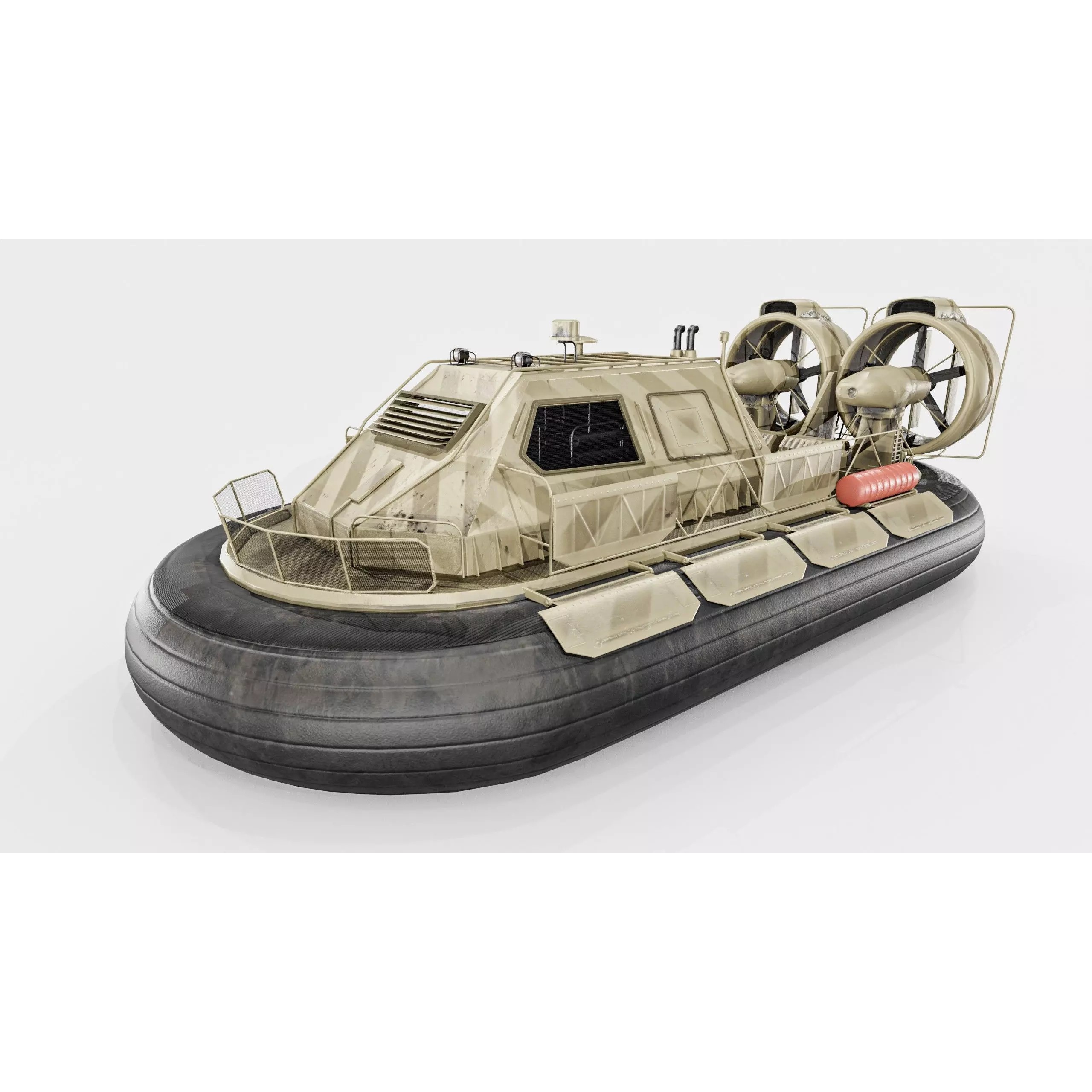 Military Hovercraft - Low-Poly Game-Ready 3D Model - View 3