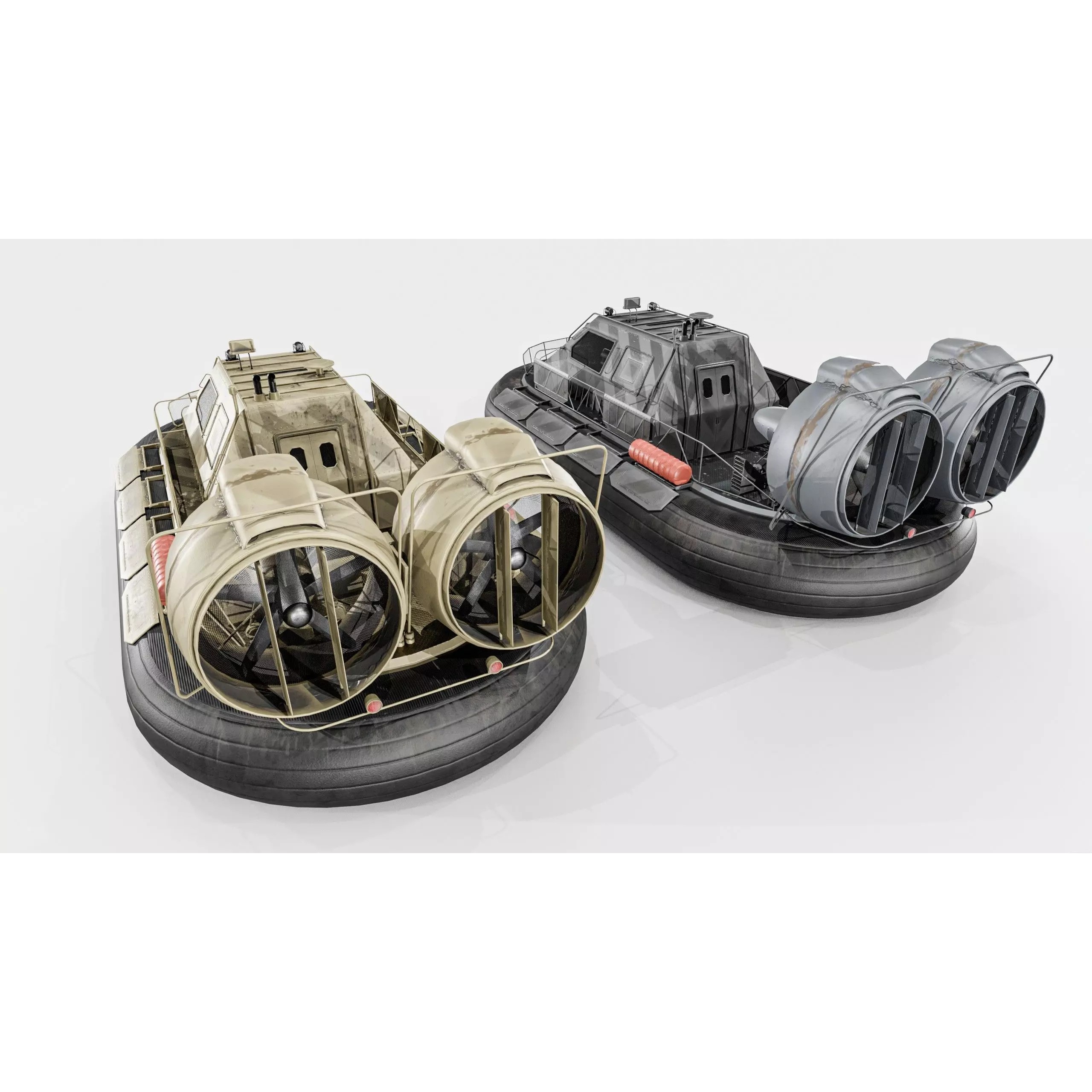 Military Hovercraft - Low-Poly Game-Ready 3D Model - View 4