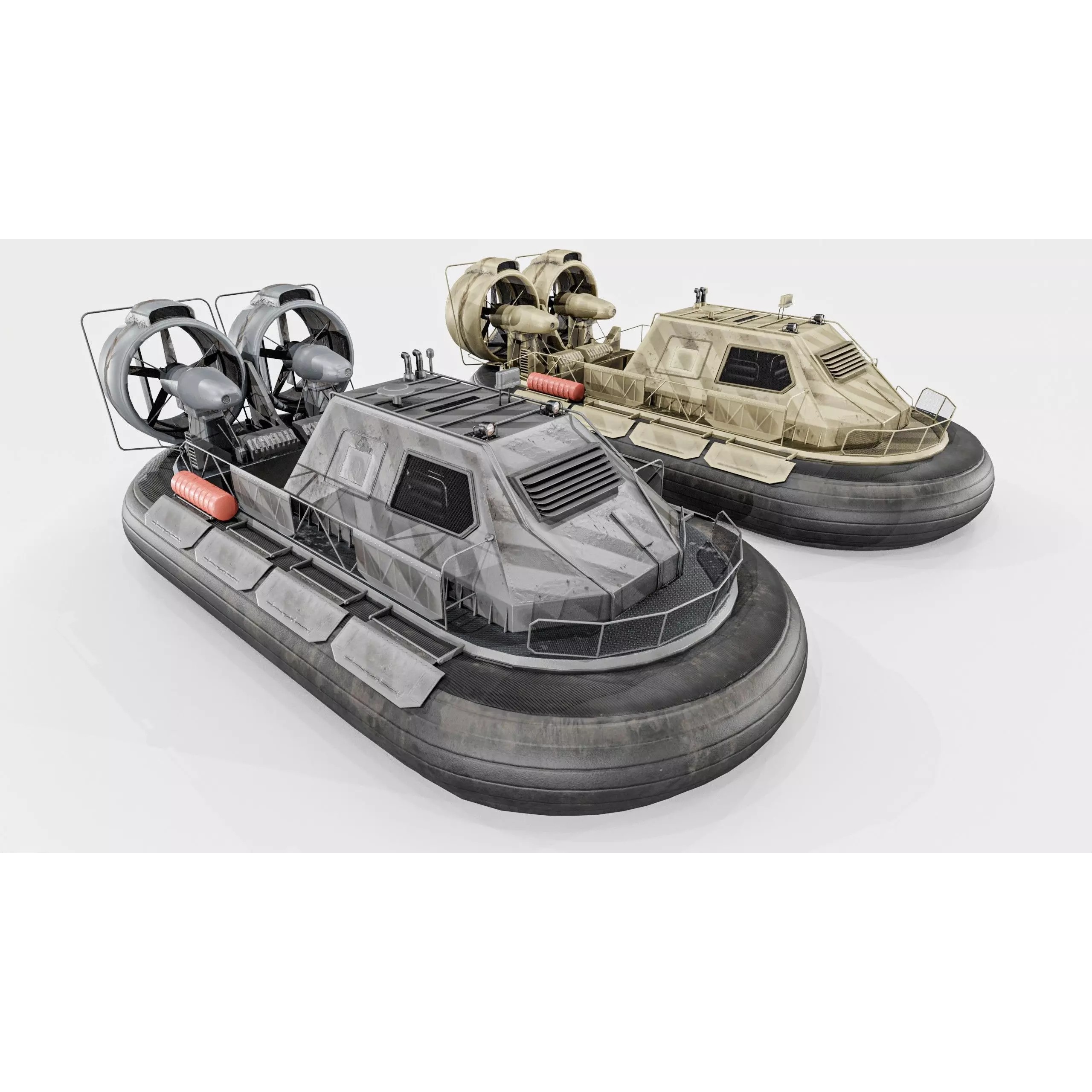 Military Hovercraft - Low-Poly Game-Ready 3D Model - View 5
