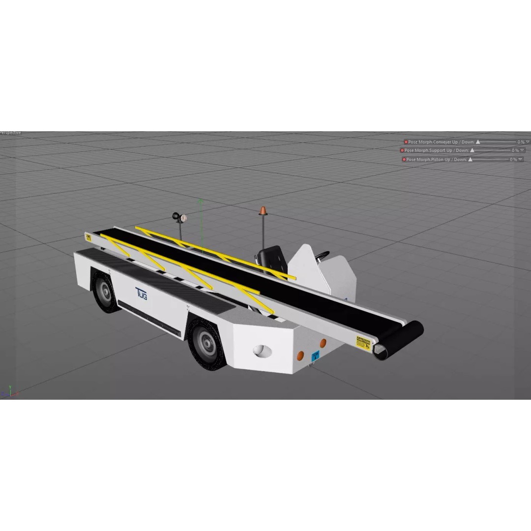 Airport Bag Loader TUG 660 3D Model – Low Poly PBR Asset, FBX, OBJ