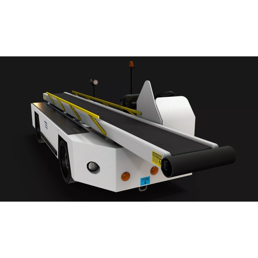 Airport Bag Loader TUG 660 3D Model – Low Poly PBR Asset, FBX, OBJ - View 10