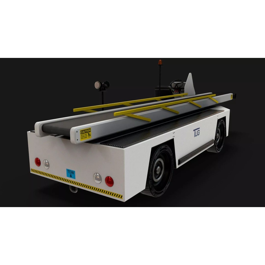 Airport Bag Loader TUG 660 3D Model – Low Poly PBR Asset, FBX, OBJ - View 11