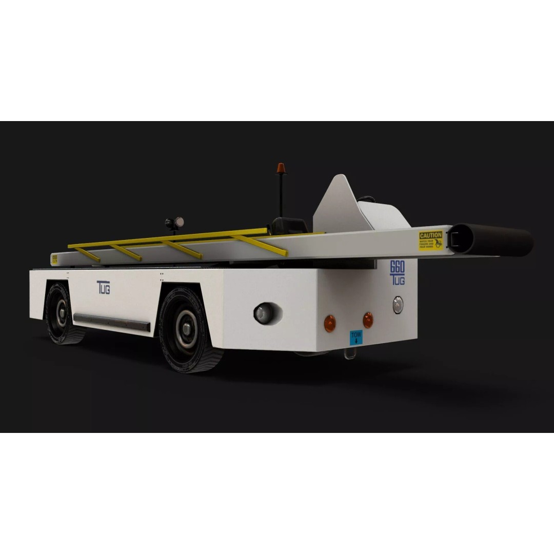 Airport Bag Loader TUG 660 3D Model – Low Poly PBR Asset, FBX, OBJ - View 14