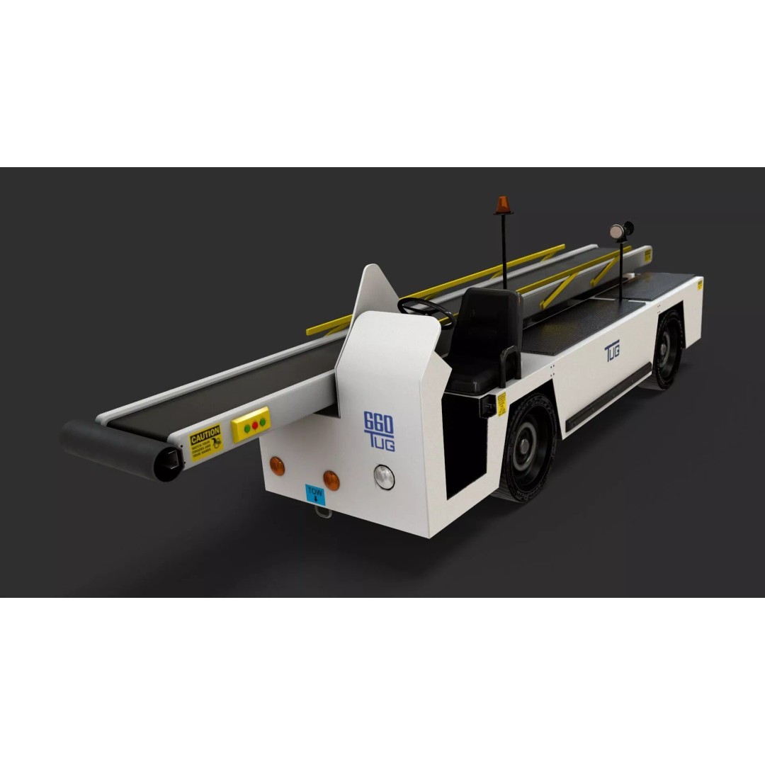 Airport Bag Loader TUG 660 3D Model – Low Poly PBR Asset, FBX, OBJ - View 2