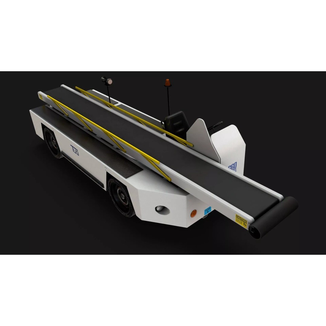 Airport Bag Loader TUG 660 3D Model – Low Poly PBR Asset, FBX, OBJ - View 3