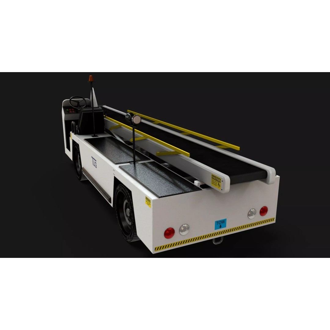 Airport Bag Loader TUG 660 3D Model – Low Poly PBR Asset, FBX, OBJ - View 6