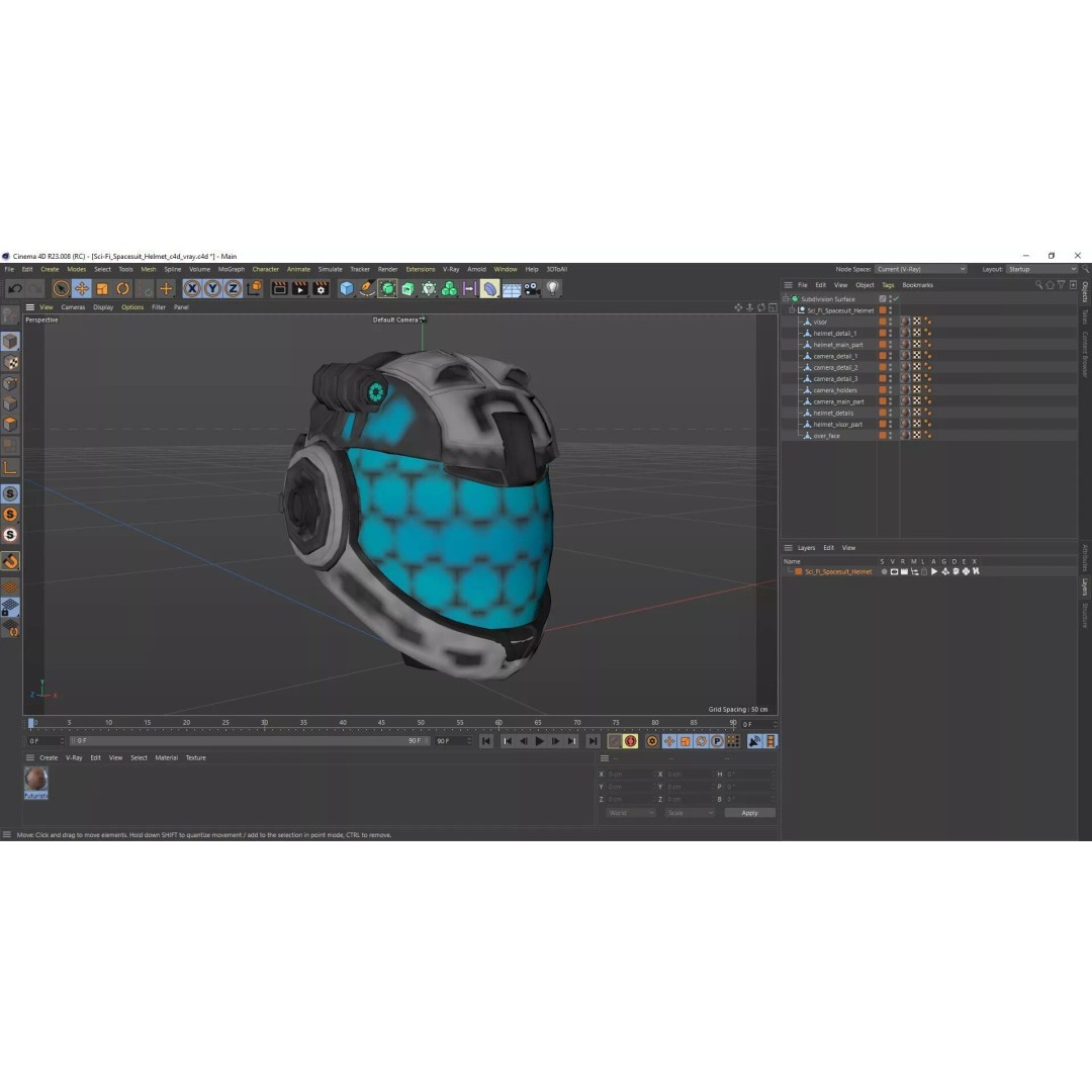 Sci-Fi Spacesuit Helmet 3D Model – Futuristic Design, PBR Textures, FBX