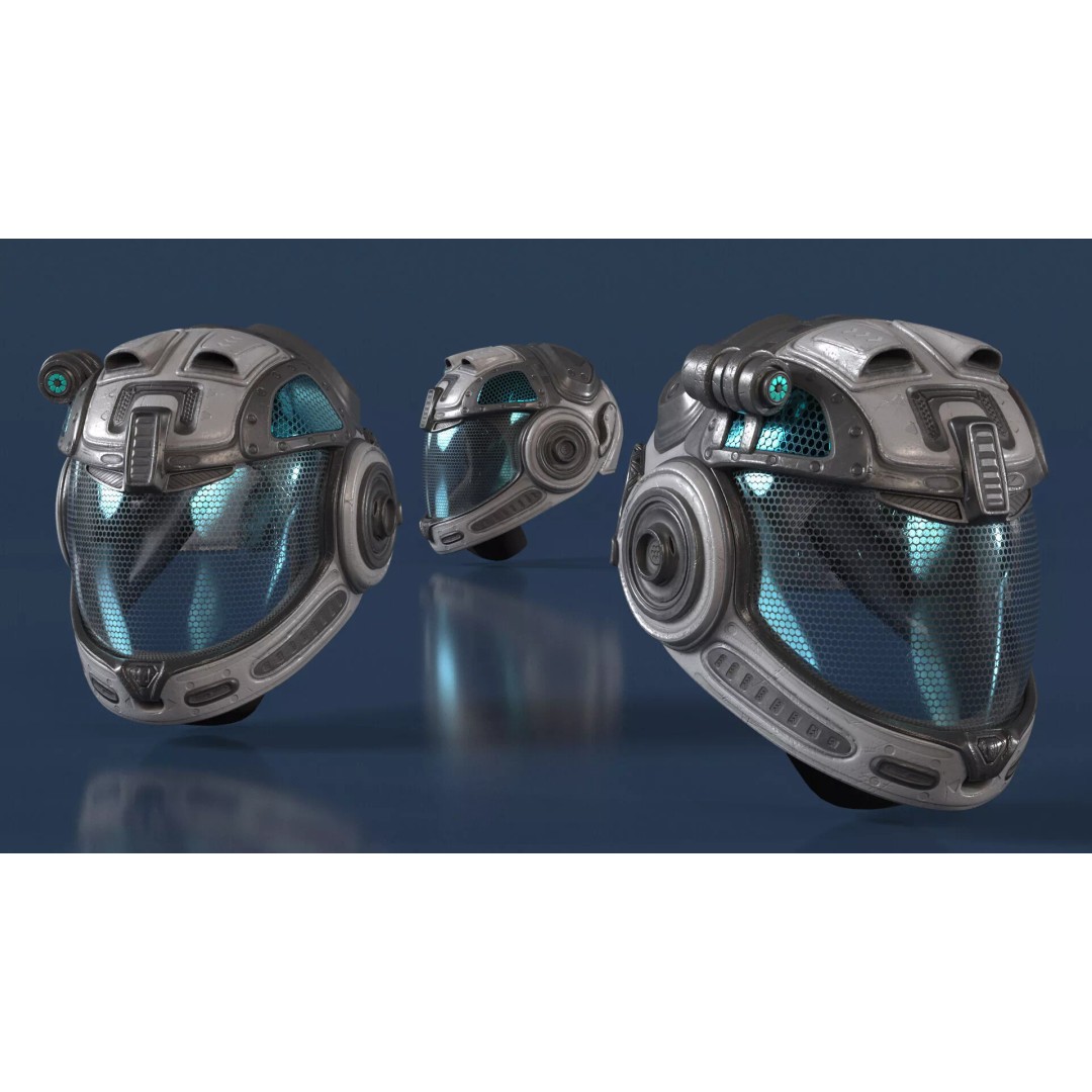 Sci-Fi Spacesuit Helmet 3D Model – Futuristic Design, PBR Textures, FBX - View 2