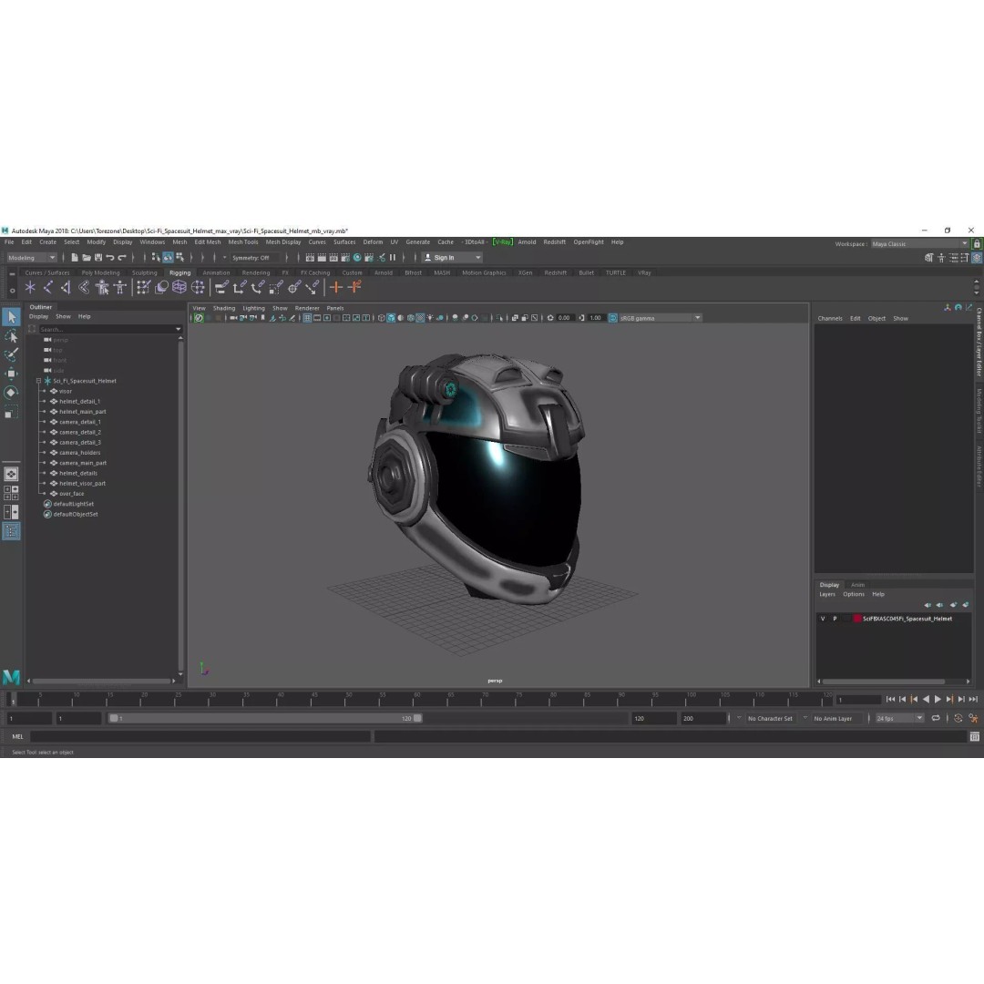 Sci-Fi Spacesuit Helmet 3D Model – Futuristic Design, PBR Textures, FBX - View 20