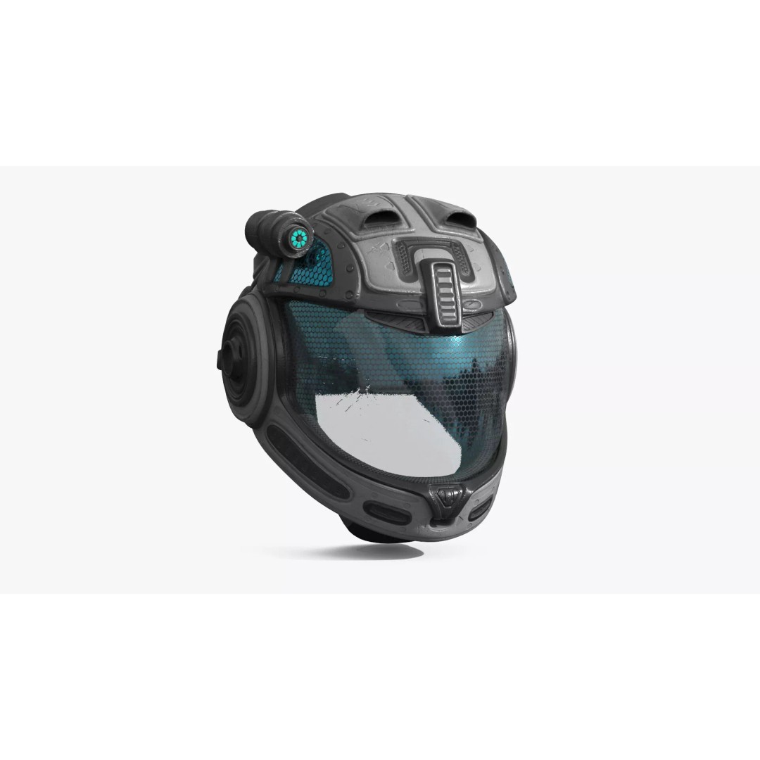 Sci-Fi Spacesuit Helmet 3D Model – Futuristic Design, PBR Textures, FBX - View 3