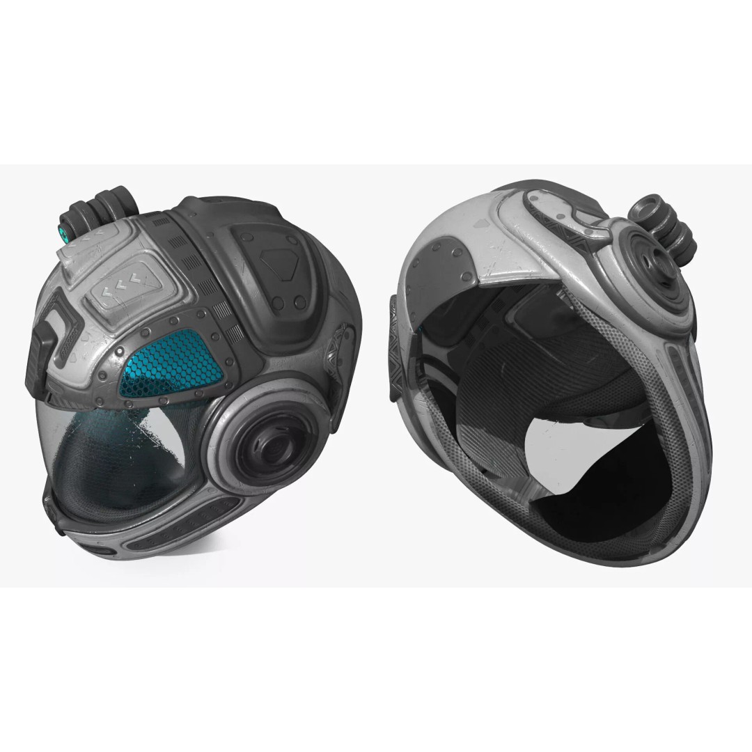 Sci-Fi Spacesuit Helmet 3D Model – Futuristic Design, PBR Textures, FBX - View 6