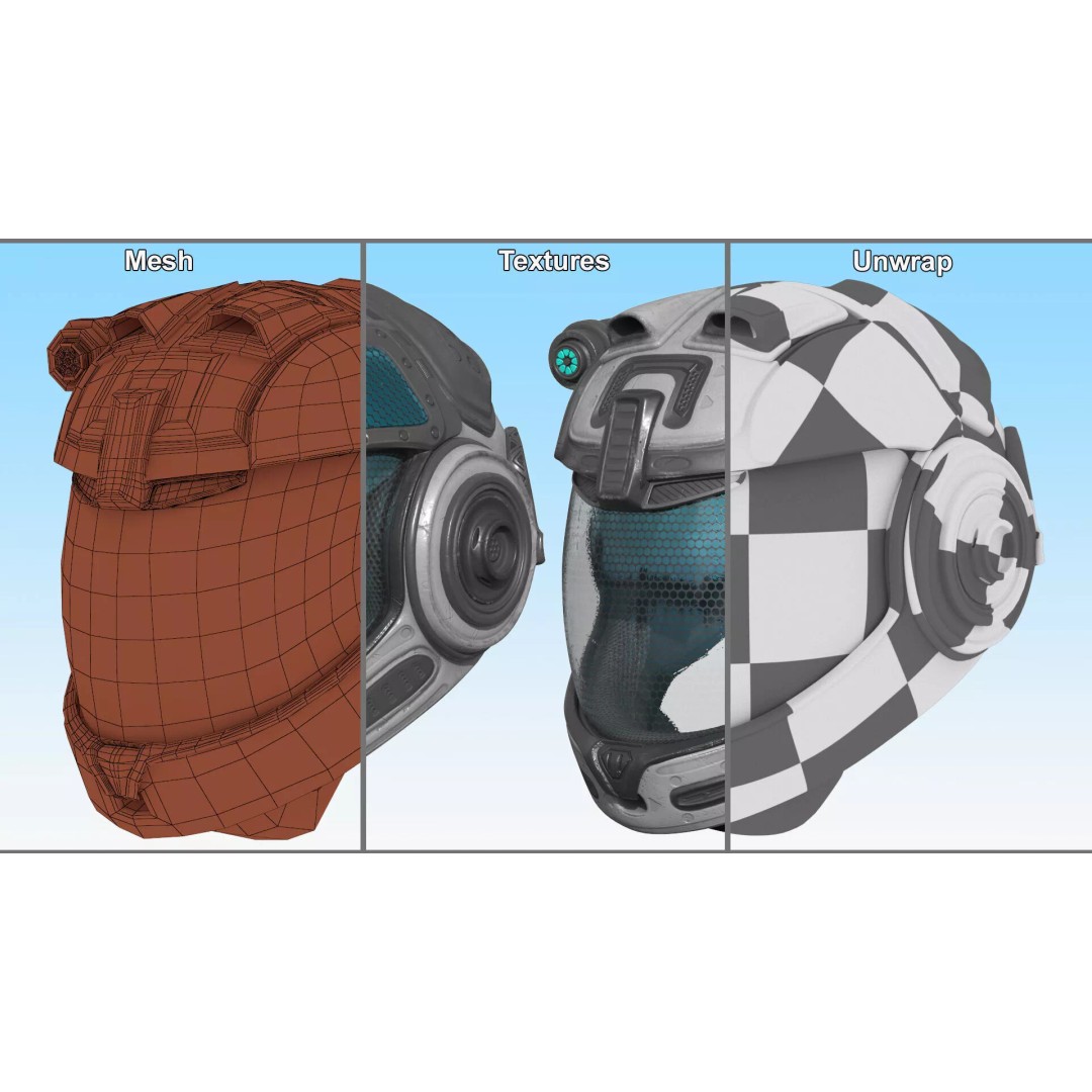 Sci-Fi Spacesuit Helmet 3D Model – Futuristic Design, PBR Textures, FBX - View 9