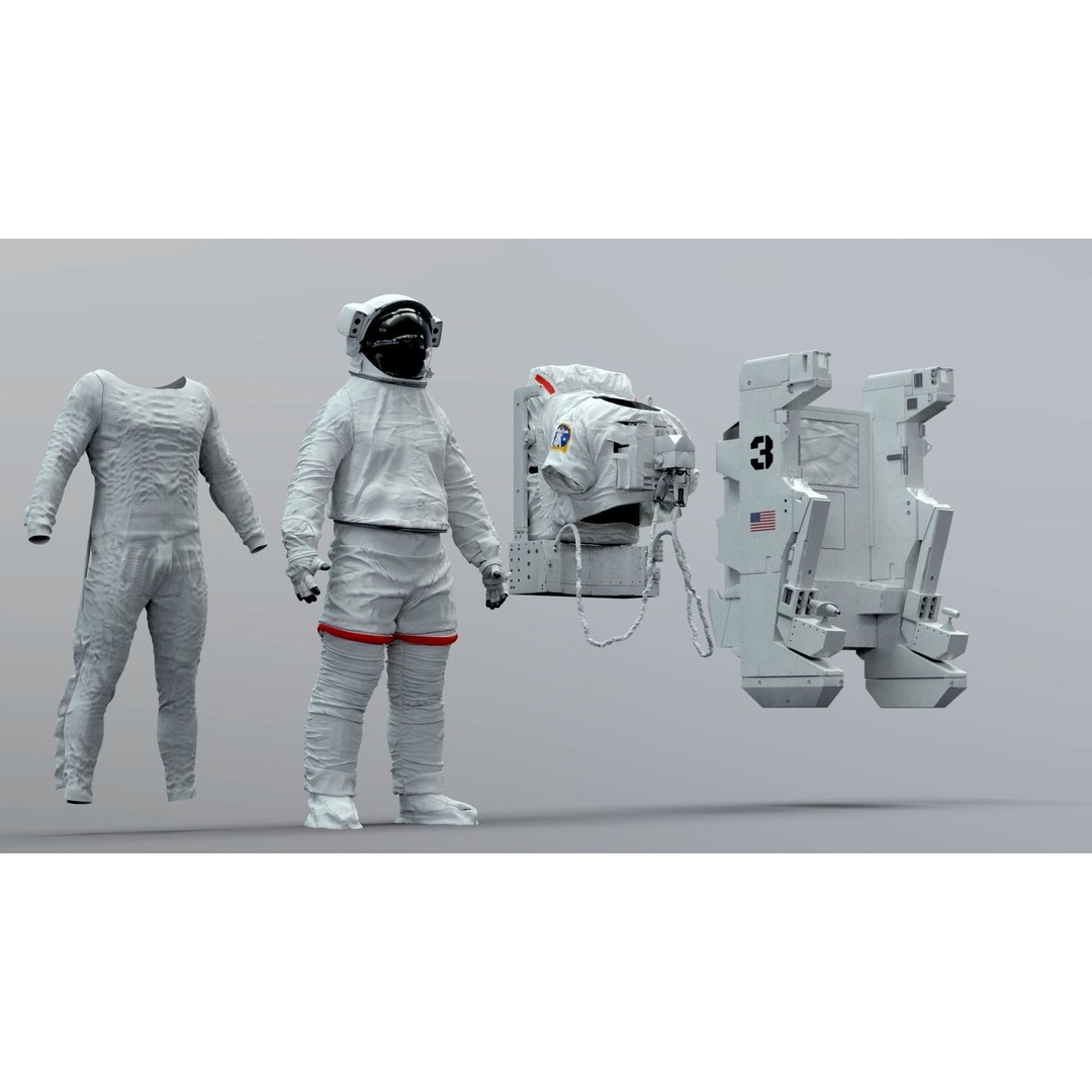 Spacesuit EMU 3D Model – High Poly Astronaut Suit with PBR Textures - View 3