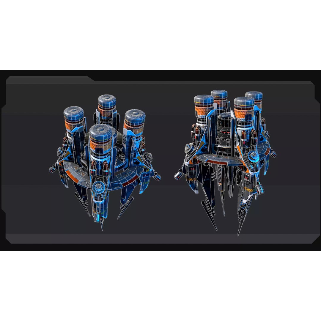 SF Terraformer 3D Model – Low Poly Spacecraft, FBX, OBJ Formats