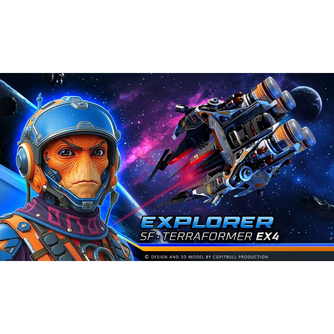 SF Terraformer 3D Model – Low Poly Spacecraft, FBX, OBJ Formats - View 2