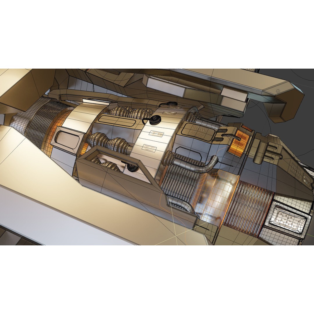 MecFlyes Spaceship 3D Model – High Poly Sci-Fi Vehicle, FBX - View 10