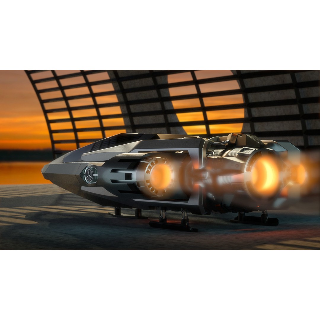 MecFlyes Spaceship 3D Model – High Poly Sci-Fi Vehicle, FBX - View 14