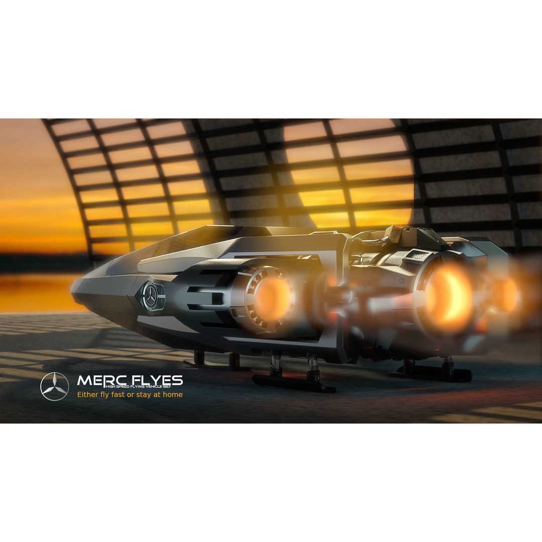 MecFlyes Spaceship 3D Model – High Poly Sci-Fi Vehicle, FBX - View 3