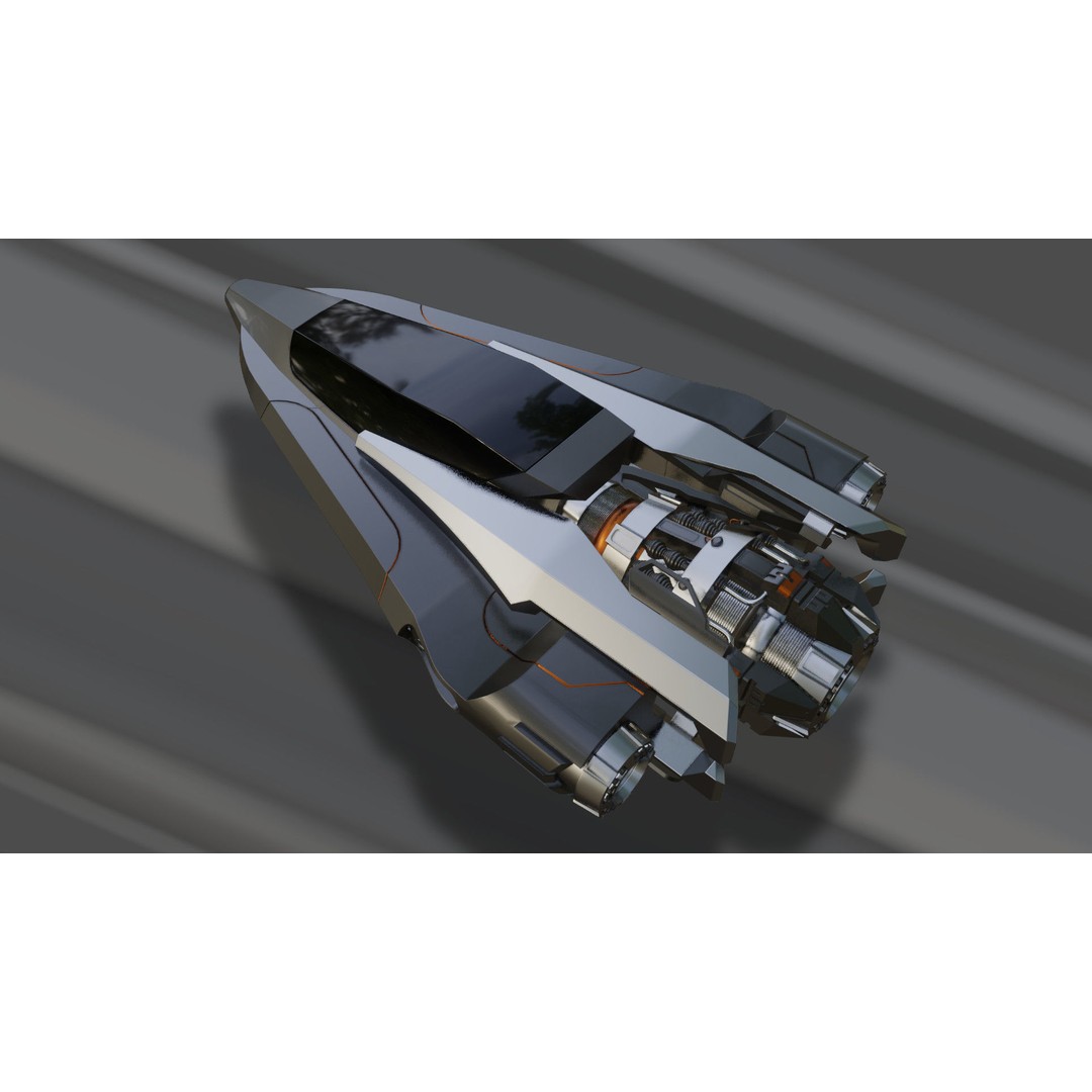 MecFlyes Spaceship 3D Model – High Poly Sci-Fi Vehicle, FBX - View 4