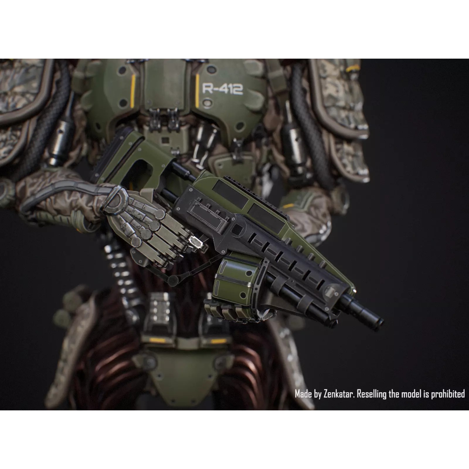 Sci-Fi Military Robot Soldier - Low-Poly Game-Ready 3D Model - View 10