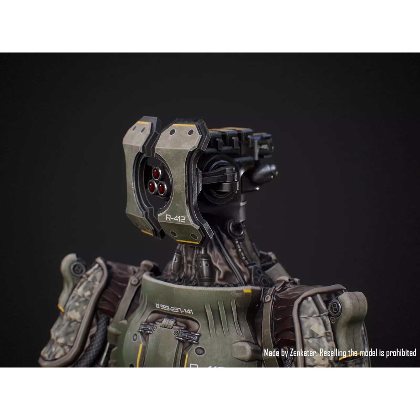 Sci-Fi Military Robot Soldier - Low-Poly Game-Ready 3D Model - View 11