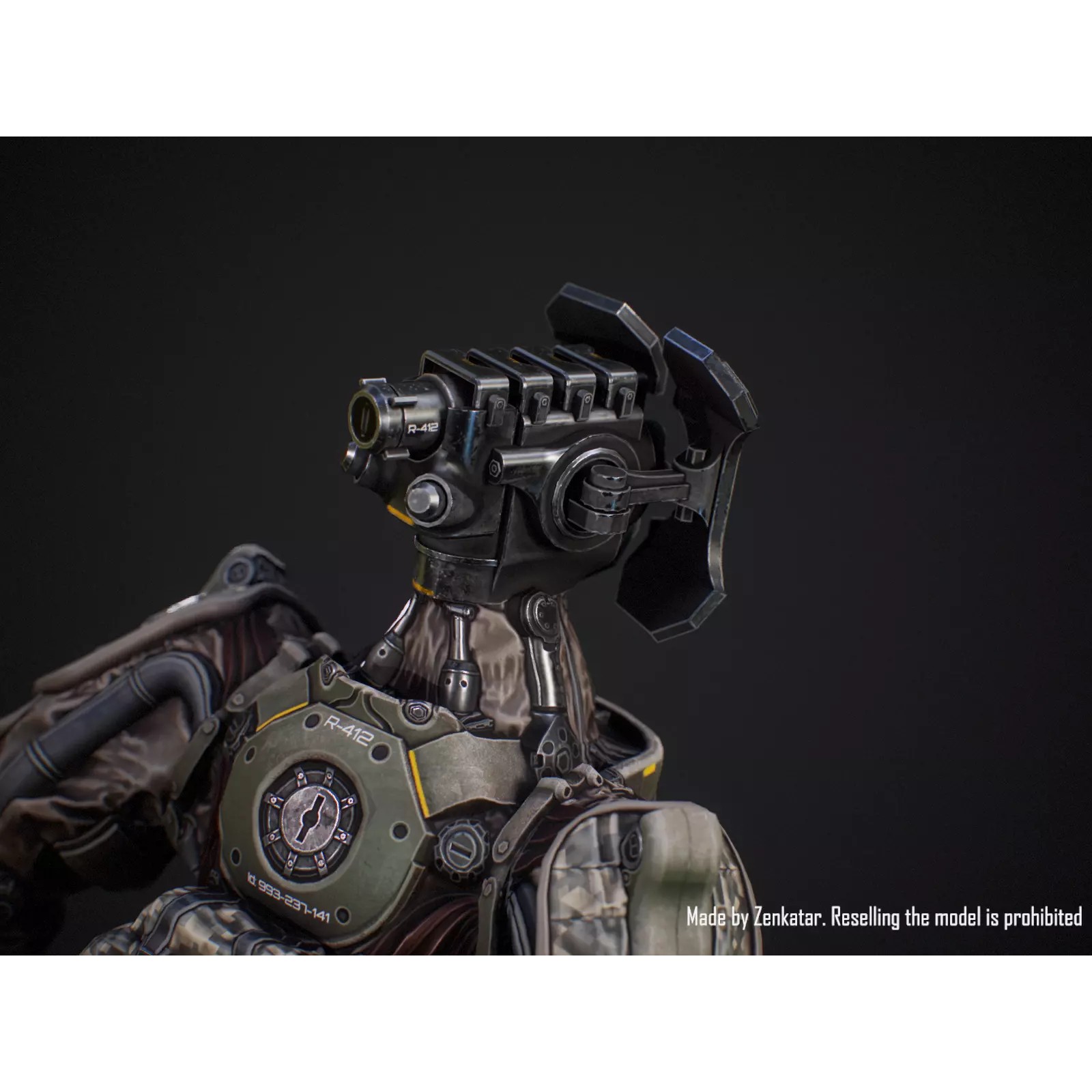 Sci-Fi Military Robot Soldier - Low-Poly Game-Ready 3D Model - View 12