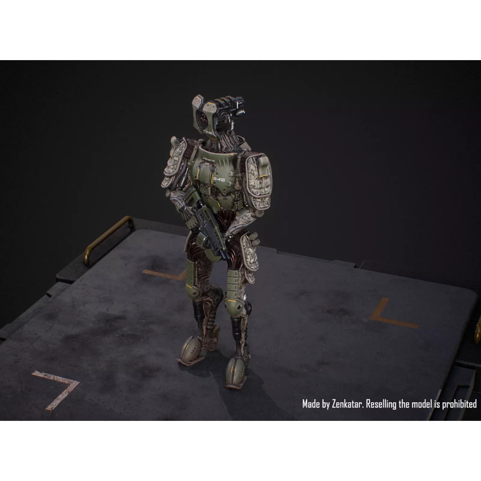 Sci-Fi Military Robot Soldier - Low-Poly Game-Ready 3D Model - View 13