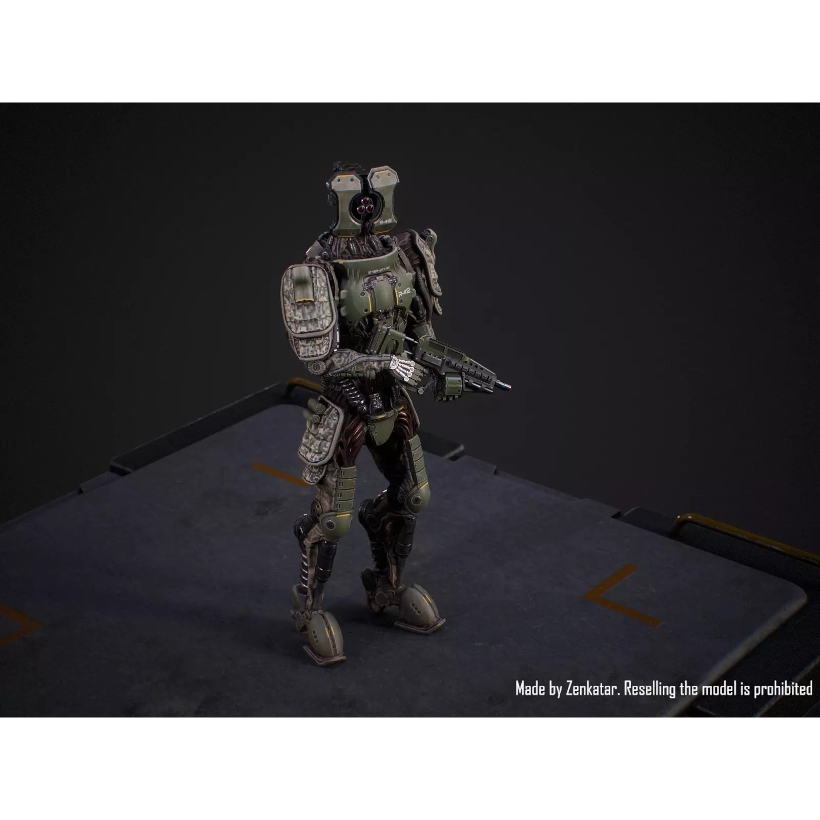 Sci-Fi Military Robot Soldier - Low-Poly Game-Ready 3D Model - View 14