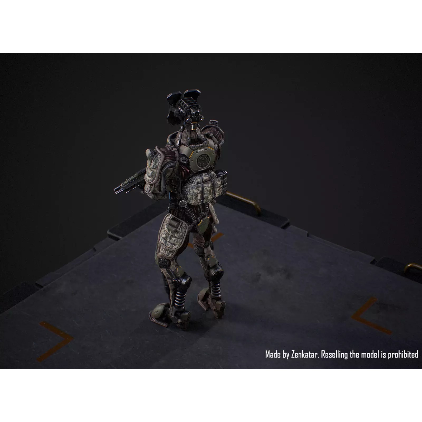 Sci-Fi Military Robot Soldier - Low-Poly Game-Ready 3D Model - View 15