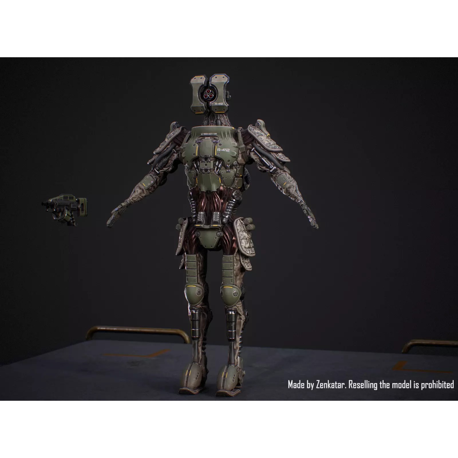 Sci-Fi Military Robot Soldier - Low-Poly Game-Ready 3D Model - View 16