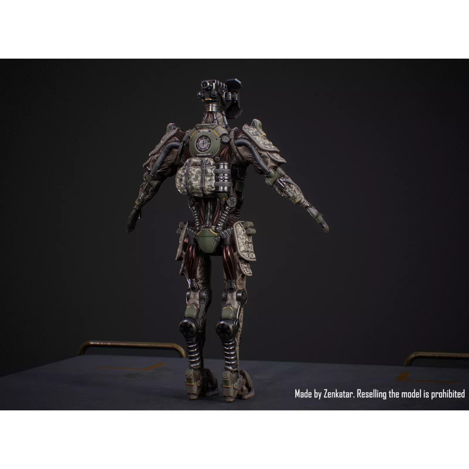 Sci-Fi Military Robot Soldier - Low-Poly Game-Ready 3D Model - View 17