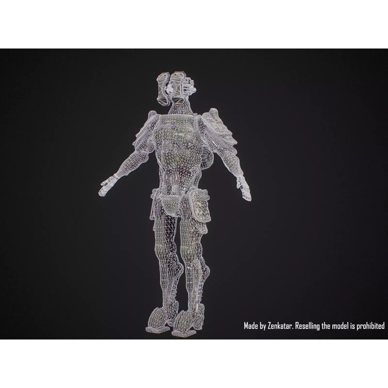 Sci-Fi Military Robot Soldier - Low-Poly Game-Ready 3D Model - View 19