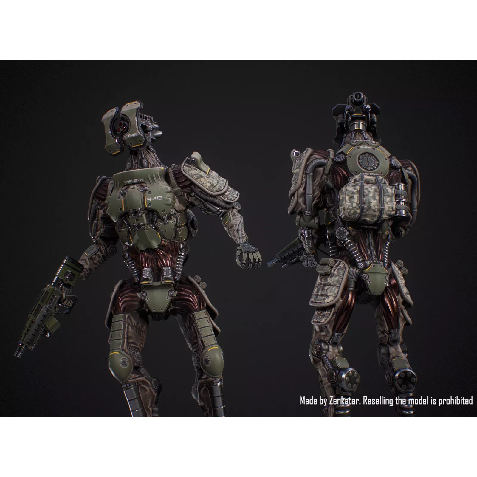 Sci-Fi Military Robot Soldier - Low-Poly Game-Ready 3D Model - View 2