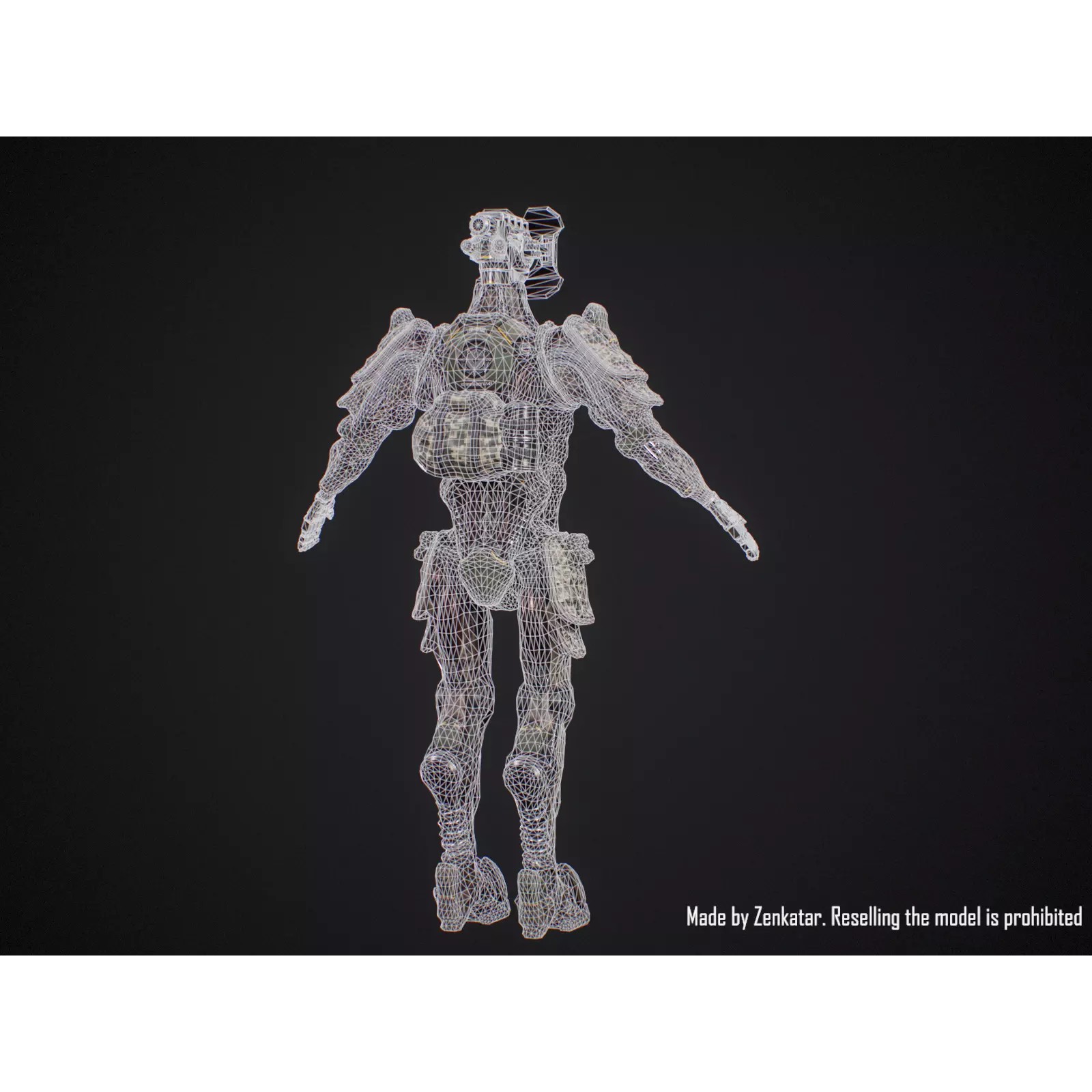 Sci-Fi Military Robot Soldier - Low-Poly Game-Ready 3D Model - View 20