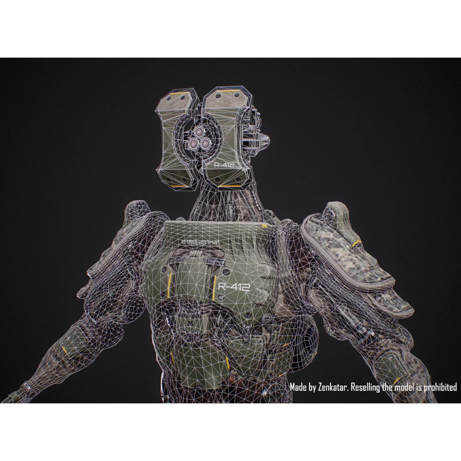 Sci-Fi Military Robot Soldier - Low-Poly Game-Ready 3D Model - View 21