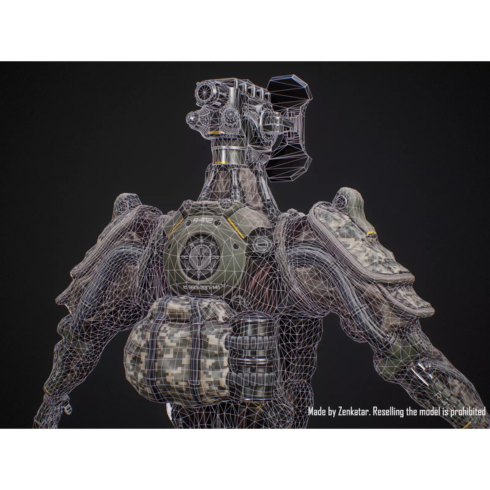 Sci-Fi Military Robot Soldier - Low-Poly Game-Ready 3D Model - View 24